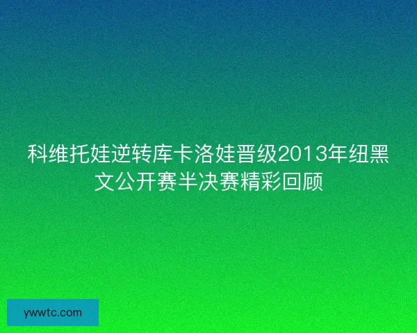 科维托娃逆转库卡洛娃晋级2013年纽黑文公开赛半决赛精彩回顾